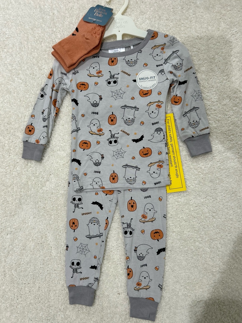 Tres Beau et Belle Bamboo Halloween Ghost Skater Pajama Set Size 12 Month NWT